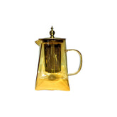 Golden Brown Borosilicate Glass Teapot – Elegant Heat-Resistant Tea Infuser with Stainless Steel Lid & Strainer (550ml)